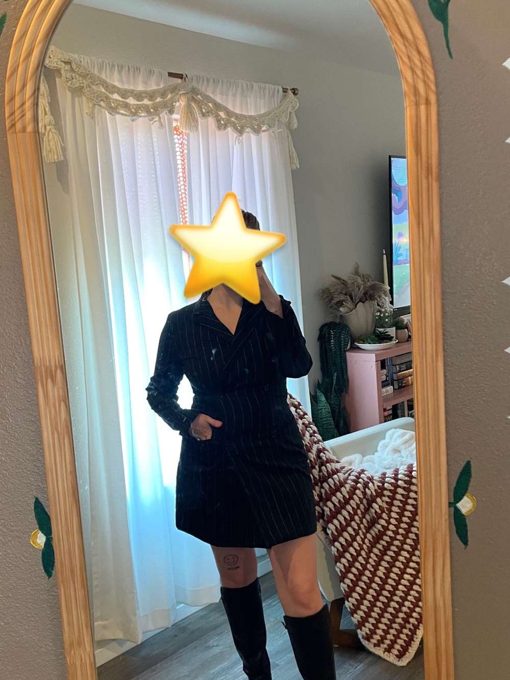 Black Pinstripe Blazer dress